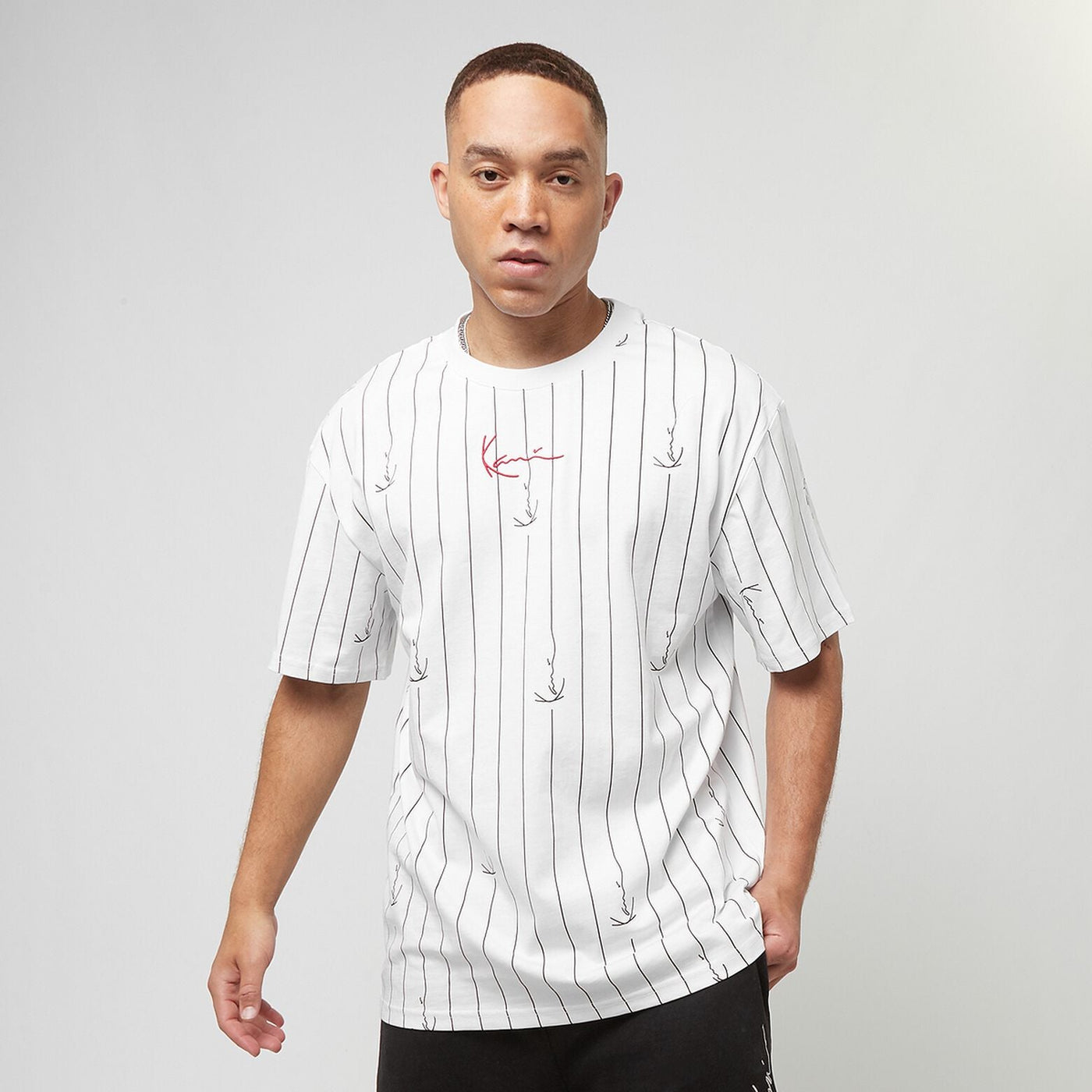 Karl Kani Small Signature Logo Pinstripe Tee